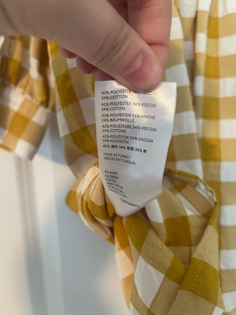 Anthropologie Mustard and White Gingham Peplum Tunic - Picture 6 of 6